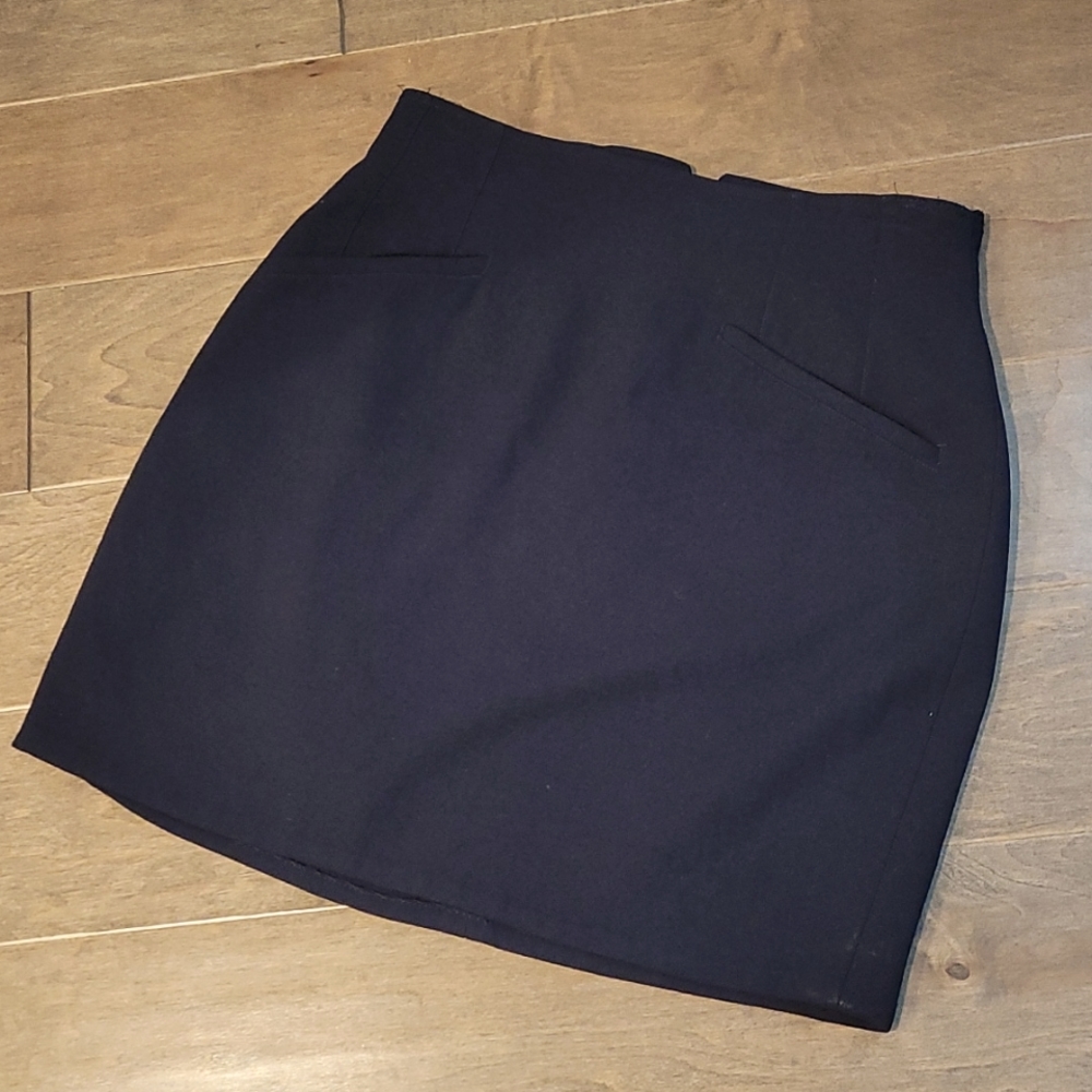 Dark Navy Wool Mini Skirt